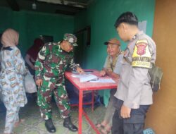 Sinergitas TNI Dan Polri Monitoring Pembagian BPNT Di Argapura